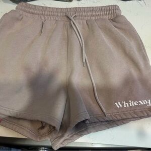 WHITE FOX Boutique Mauve Taupe Drawstring Athletic Shorts